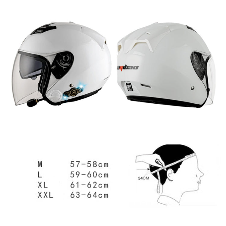 KUQIBAO Motorcycle Smart Bluetooth Sun Protection Double Lens Safety Helmet, Size: L(White Phantom Fiber) - Helmets by KUQIBAO | Online Shopping UK | buy2fix
