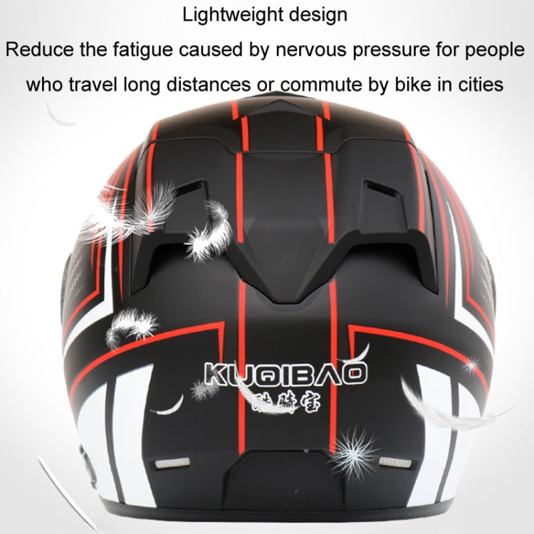 KUQIBAO Motorcycle Smart Bluetooth Sun Protection Double Lens Safety Helmet, Size: L(Bright Black Phantom Fiber+Black Tail) - Helmets by KUQIBAO | Online Shopping UK | buy2fix