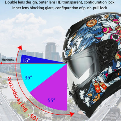 KUQIBAO Motorcycle Dual Lens Anti-Fog Helmet With LED Light, Size: M(White) - Helmets by KUQIBAO | Online Shopping UK | buy2fix