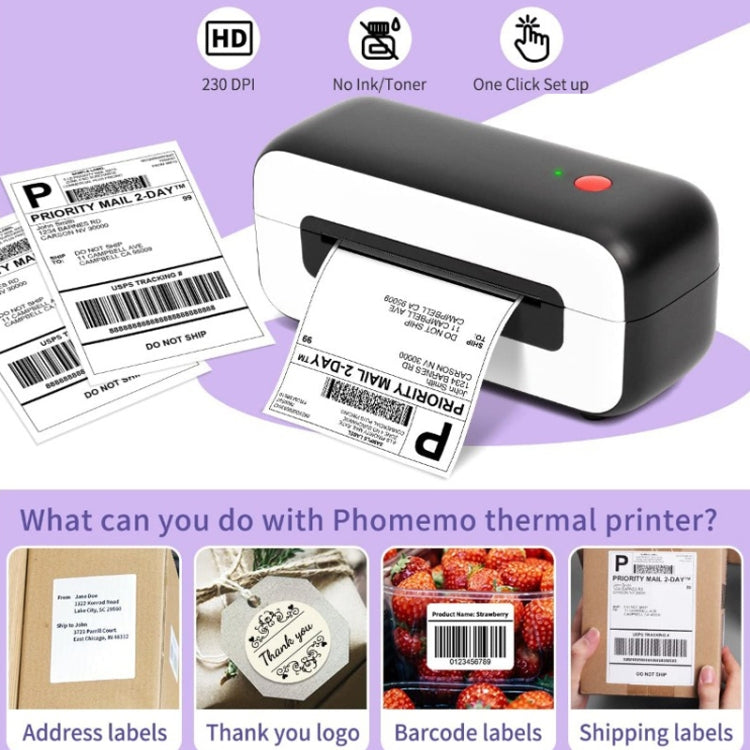 Phomemo PM246S Address Label Printer Thermal Paper Express E-Manifest Printer, Size: US(Pink) - Printer by Phomemo | Online Shopping UK | buy2fix