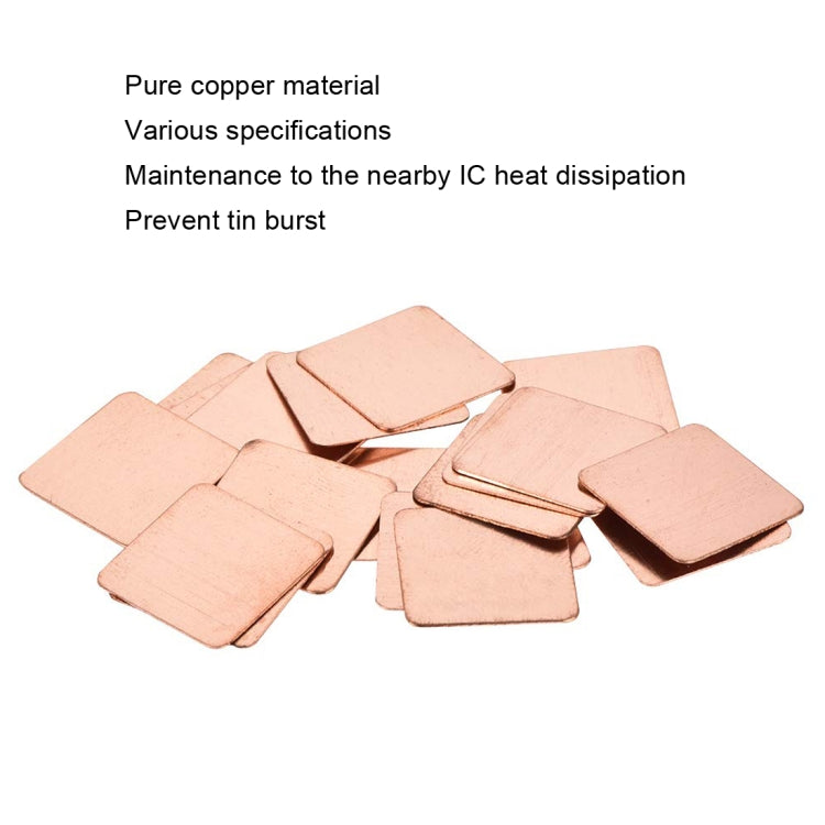 20pcs Laptop Cooling Copper Heat Sink Thermal Conductive Tabs Cell Phone Computer Graphics Card Heat Sinks 15x15x0.4mm - Others by buy2fix | Online Shopping UK | buy2fix