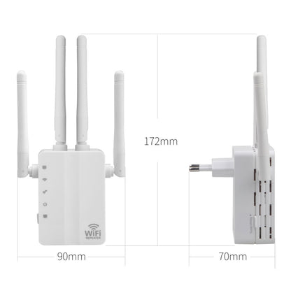 5G/2.4G 1200Mbps WiFi Range Extender WiFi Repeater With 2 Ethernet Ports EU Plug Black - Broadband Amplifiers by buy2fix | Online Shopping UK | buy2fix