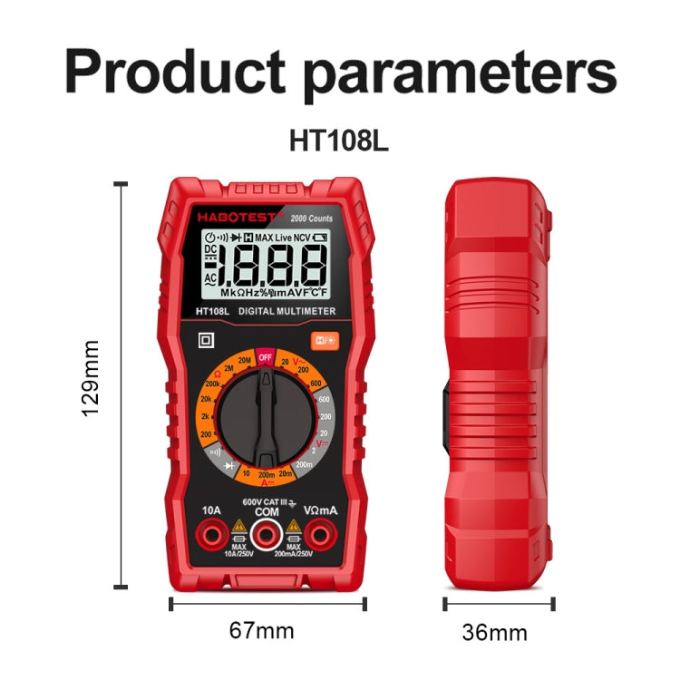 HT108L 600V 10A LCD Digital Multimeter DC Voltage Diode Frequency Multitester Current Tester - Digital Multimeter by buy2fix | Online Shopping UK | buy2fix