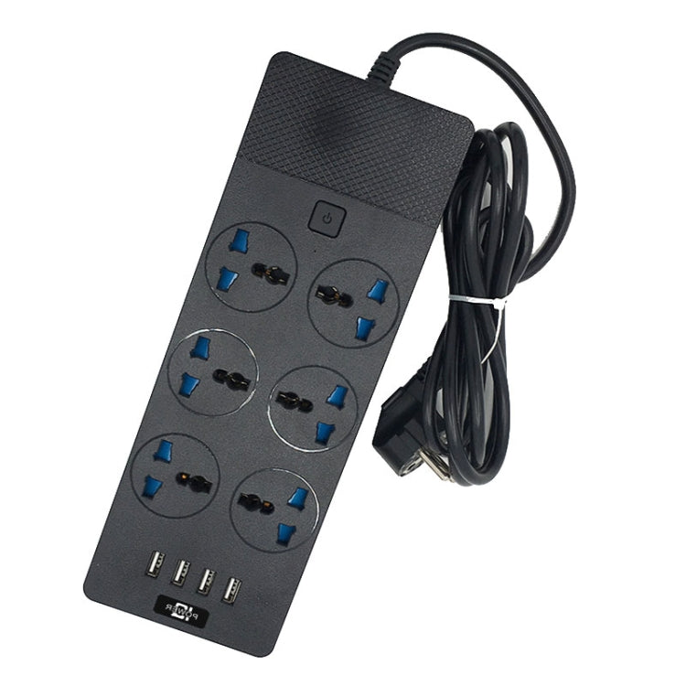 TB-T12 3000W 2m 4-USB Ports + 6-Jacks Multifunctional Flame-Retardant Socket With Switch(UK Plug) - Extension Socket by buy2fix | Online Shopping UK | buy2fix