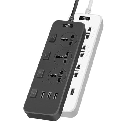 T14 2m 2500W 3 Plugs + 3-USB Ports Multifunctional Socket With Switch, Specification: US Plug (White) - Extension Socket by buy2fix | Online Shopping UK | buy2fix