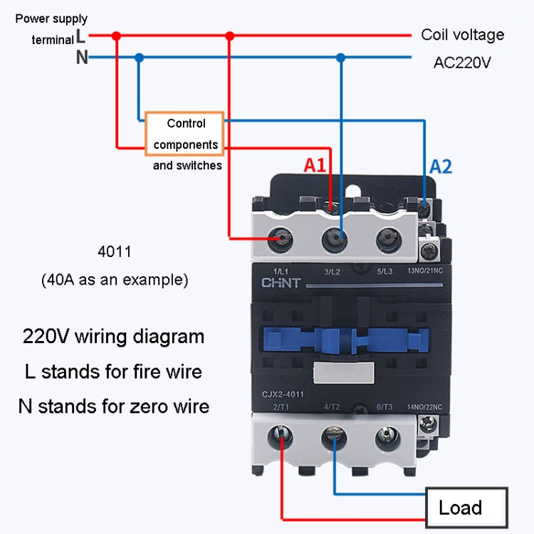 CHNT CJX2-2510 25A 220V Silver Alloy Contacts Multi-Purpose Single-Phase AC Contactor - Relays by CHNT | Online Shopping UK | buy2fix