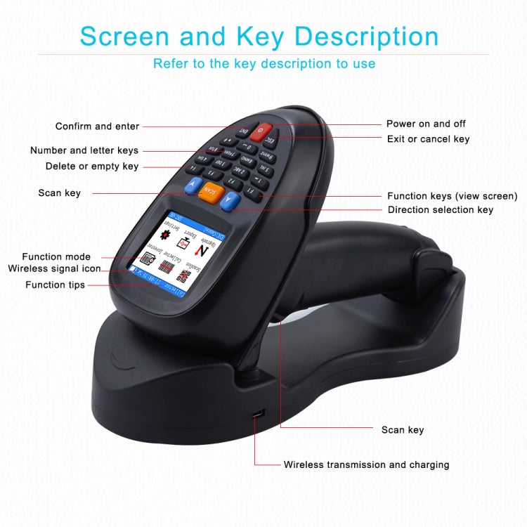 1D CCD Red Light Wireless Barcode Reader Scanner Data Collector With 2.2-Inch LCD Screen - Barcode Scanner by buy2fix | Online Shopping UK | buy2fix