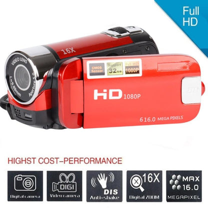 16X Digital Zoom HD 16 Million Pixel Home Travel DV Camera, US Plug(Red) - Consumer Electronics by buy2fix | Online Shopping UK | buy2fix