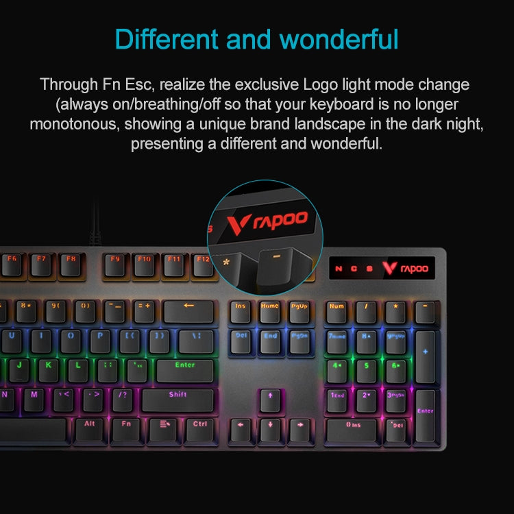 Rapoo V500 PRO Mixed Light 104 Keys Desktop Laptop Computer Game Esports Office Home Typing Wired Mechanical Keyboard(Tea Shaft) - Wired Keyboard by Rapoo | Online Shopping UK | buy2fix