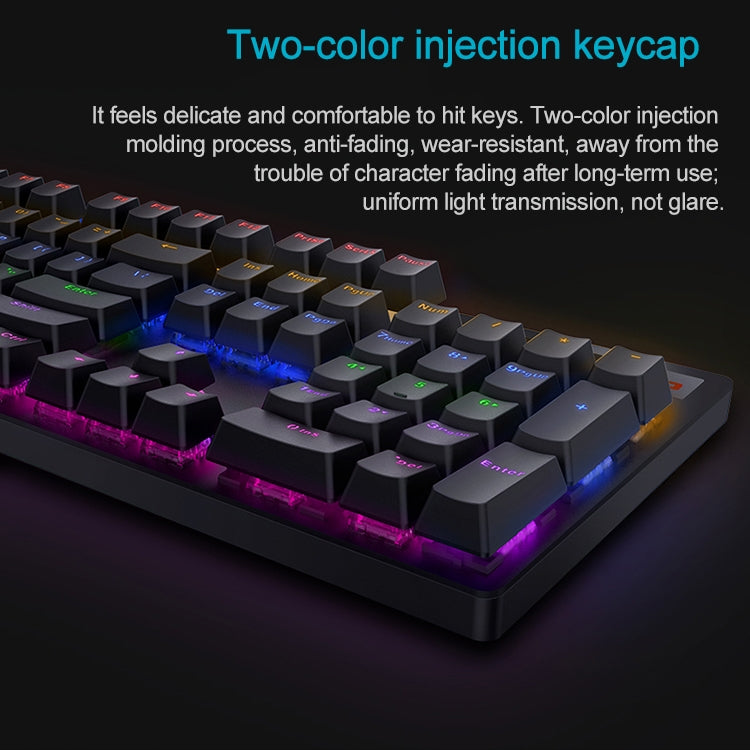 Rapoo V500 PRO Mixed Light 104 Keys Desktop Laptop Computer Game Esports Office Home Typing Wired Mechanical Keyboard(Tea Shaft) - Wired Keyboard by Rapoo | Online Shopping UK | buy2fix