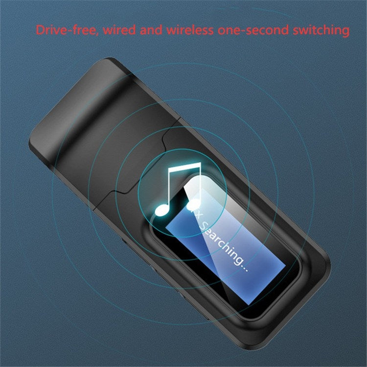 2 in 1 Bluetooth 5.0 Adapter USB Drive-free Wireless Audio Transmitter Receiver with LCD Display - Apple Accessories by buy2fix | Online Shopping UK | buy2fix