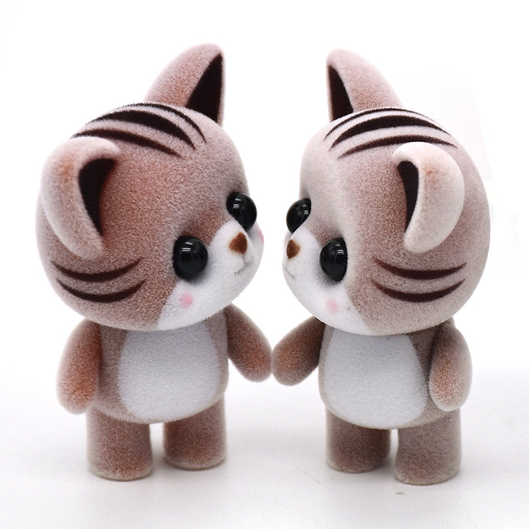 Little Cute PVC Flocking Animal Cat Dolls Creative Gift Kids Toy, Size: 5.5*3.5*6.5cm(Coffee) - Soft Toys by buy2fix | Online Shopping UK | buy2fix