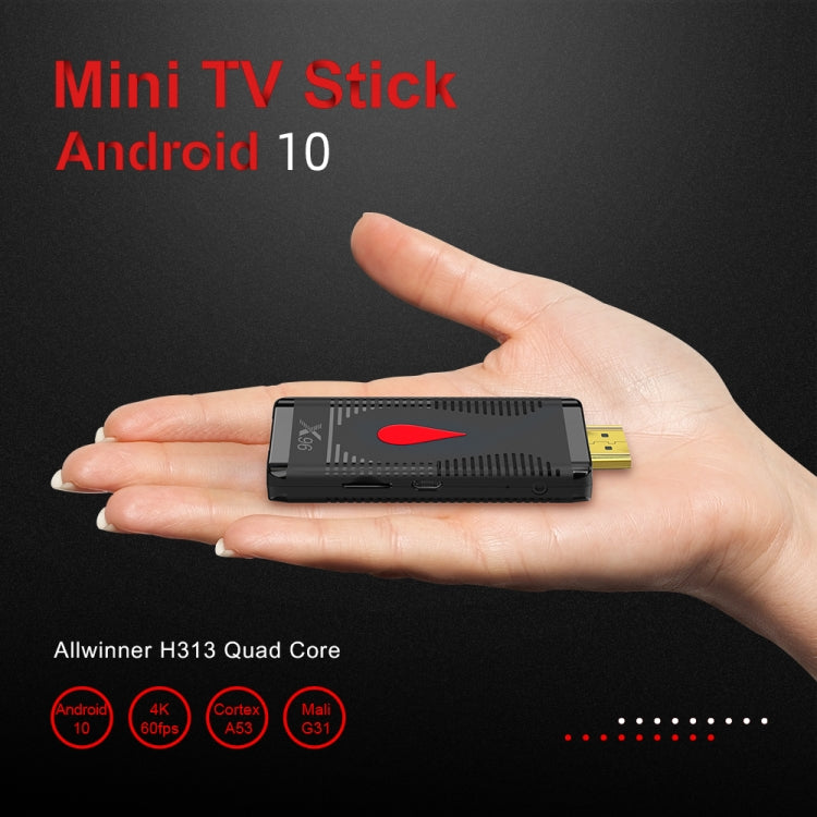 X96 S400 Android 10.0 Mini TV Stick, Allwinner H313 Quad Core ARM Cortex A53, 2GB + 16GB, Support WiFi, HDMI, TF Card, USB - Consumer Electronics by buy2fix | Online Shopping UK | buy2fix