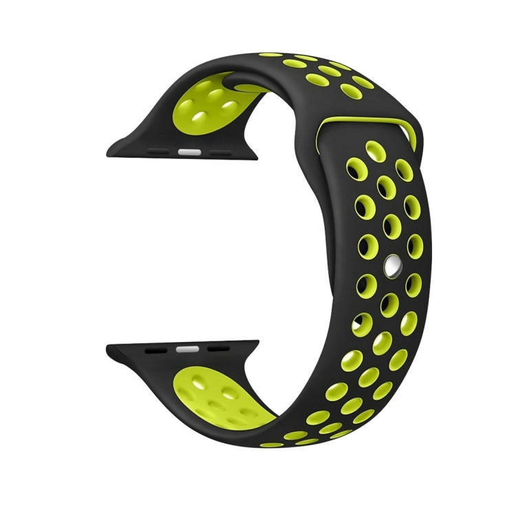 For Apple Watch Series 7 41mm / 6 & SE & 5 & 4 40mm / 3 & 2 & 1 38mm Fashionable Classical Silicone Sport Watch Band(Black Yellow) - Smart Wear by buy2fix | Online Shopping UK | buy2fix