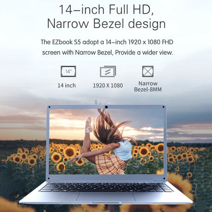 Jumper EZbook S5 Laptop, 14.0 inch, 8GB+128GB, Windows 10 Intel Celeron N4000 / N3350 / N4020 Random CPU Delivery, Support TF Card & Bluetooth & Dual WiFi & Mini HDMI, EU Plug - Jumper by jumper | Online Shopping UK | buy2fix
