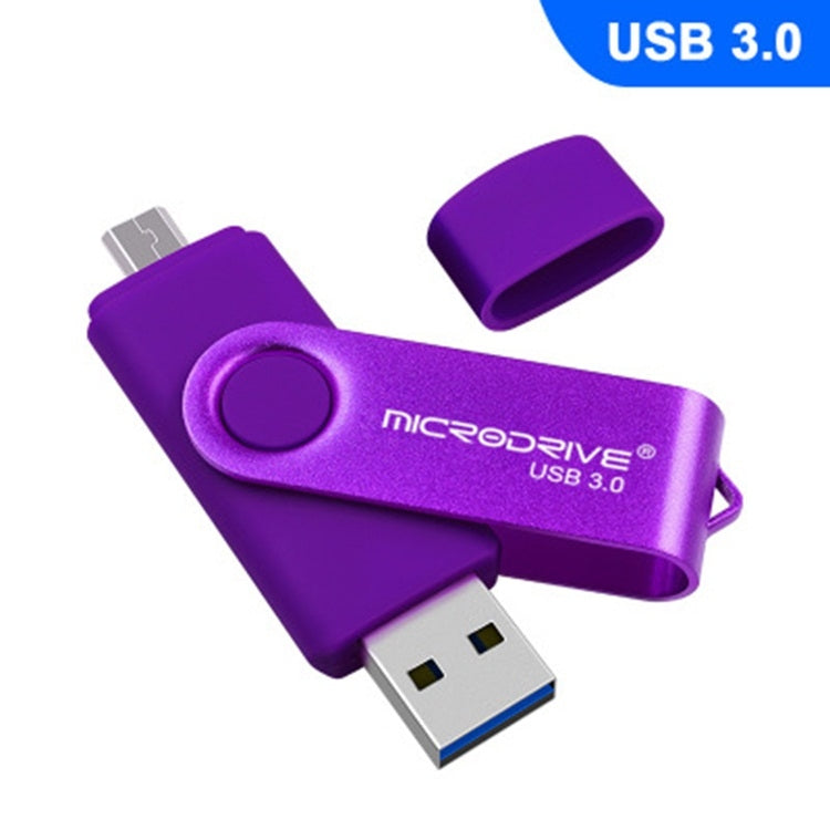 MicroDrive 32GB USB 3.0 Android Phone & Computer Dual-use Rotary Metal U Disk (Purple) - USB Flash Drives by MicroDrive | Online Shopping UK | buy2fix